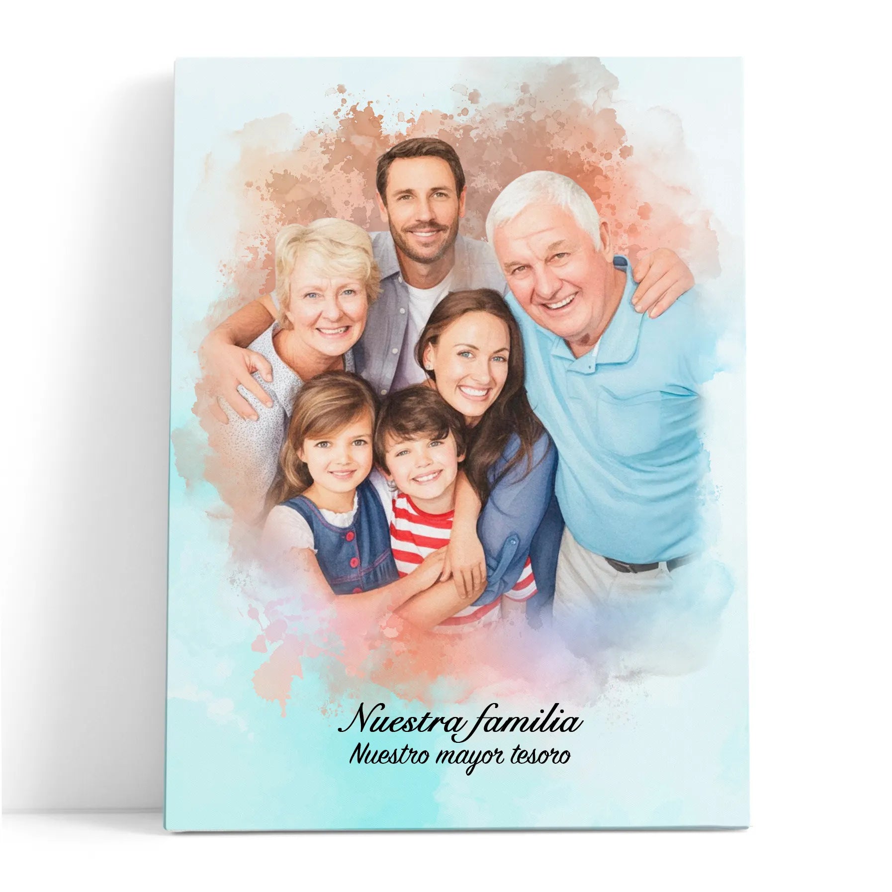 Retratos de familia personalizados en estilo acuarela