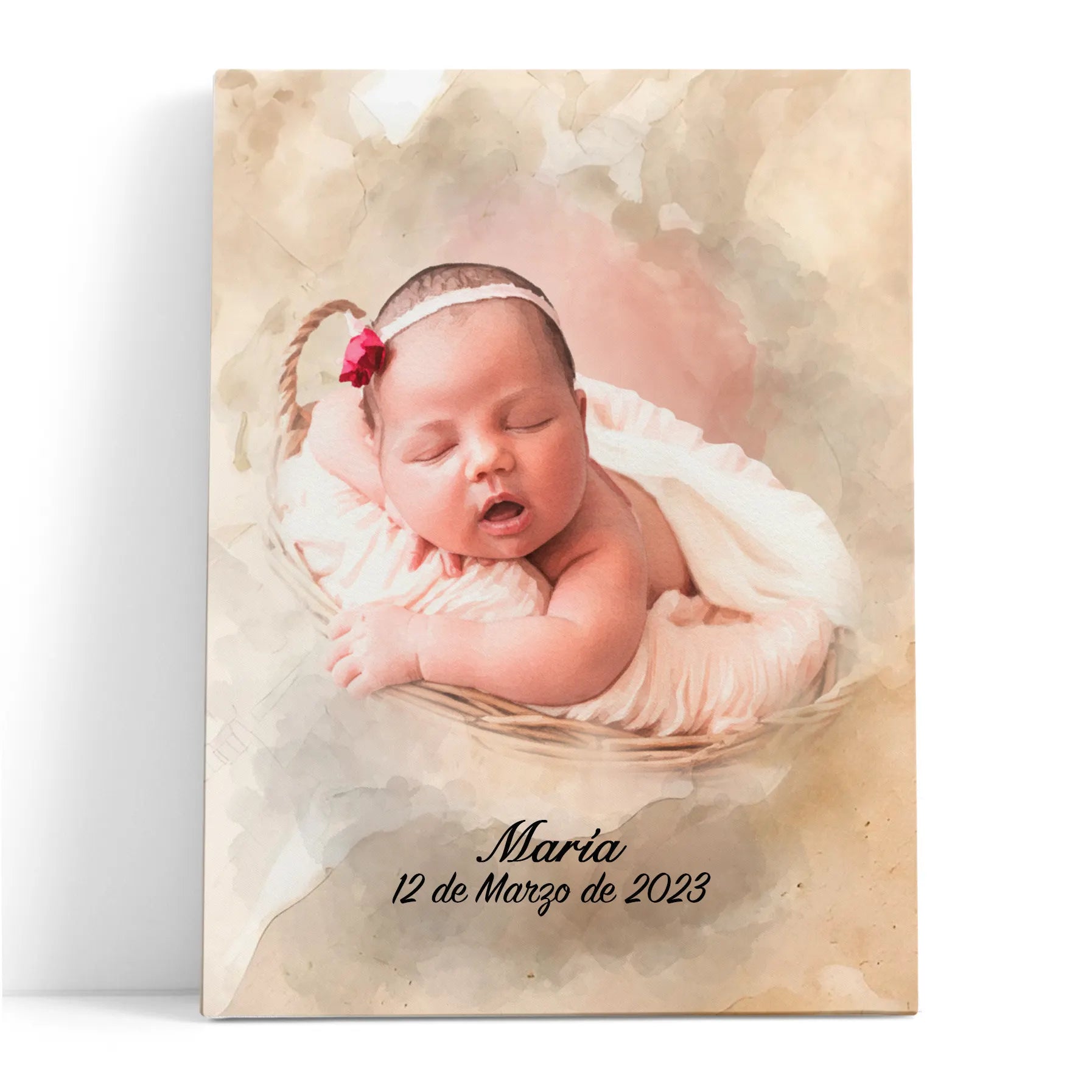 Retratos de bebe personalizados con estilo acuarela