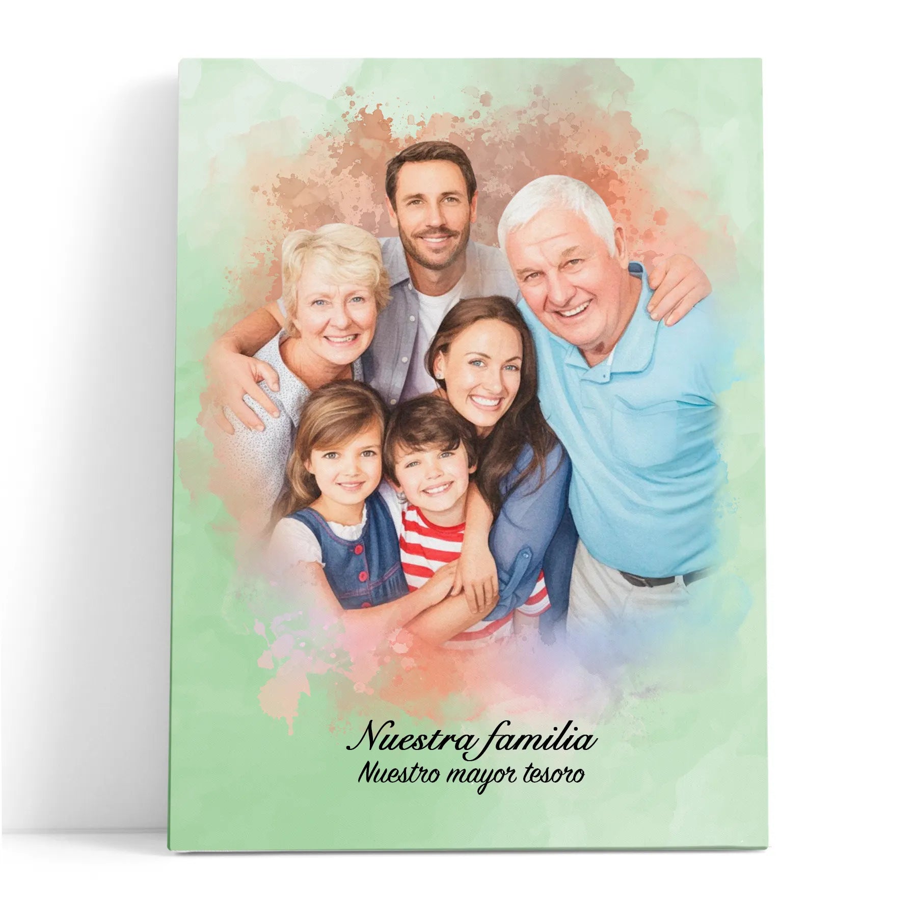 Retratos de familia personalizados en estilo acuarela