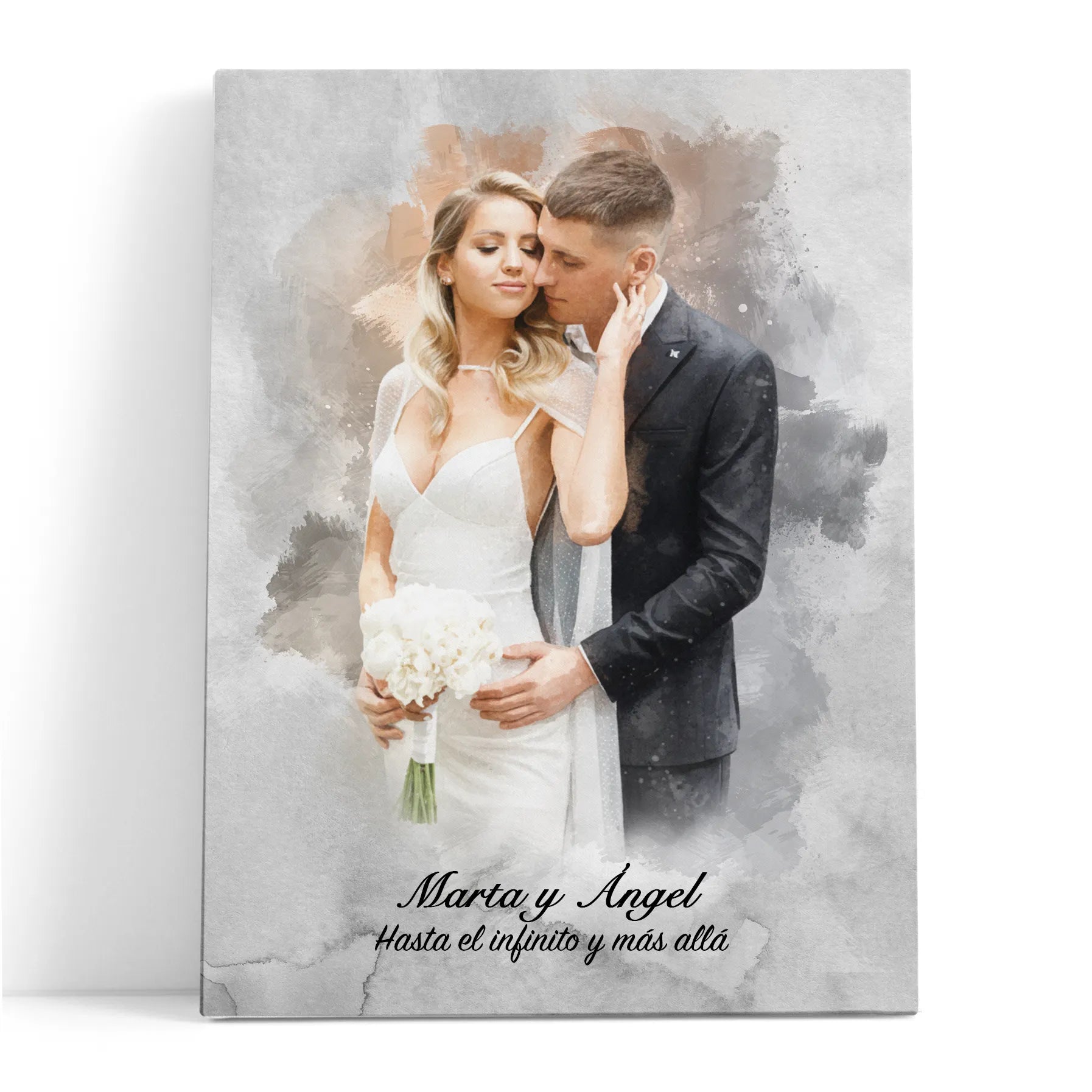 Retratos de boda en estilo acuarela personalizados