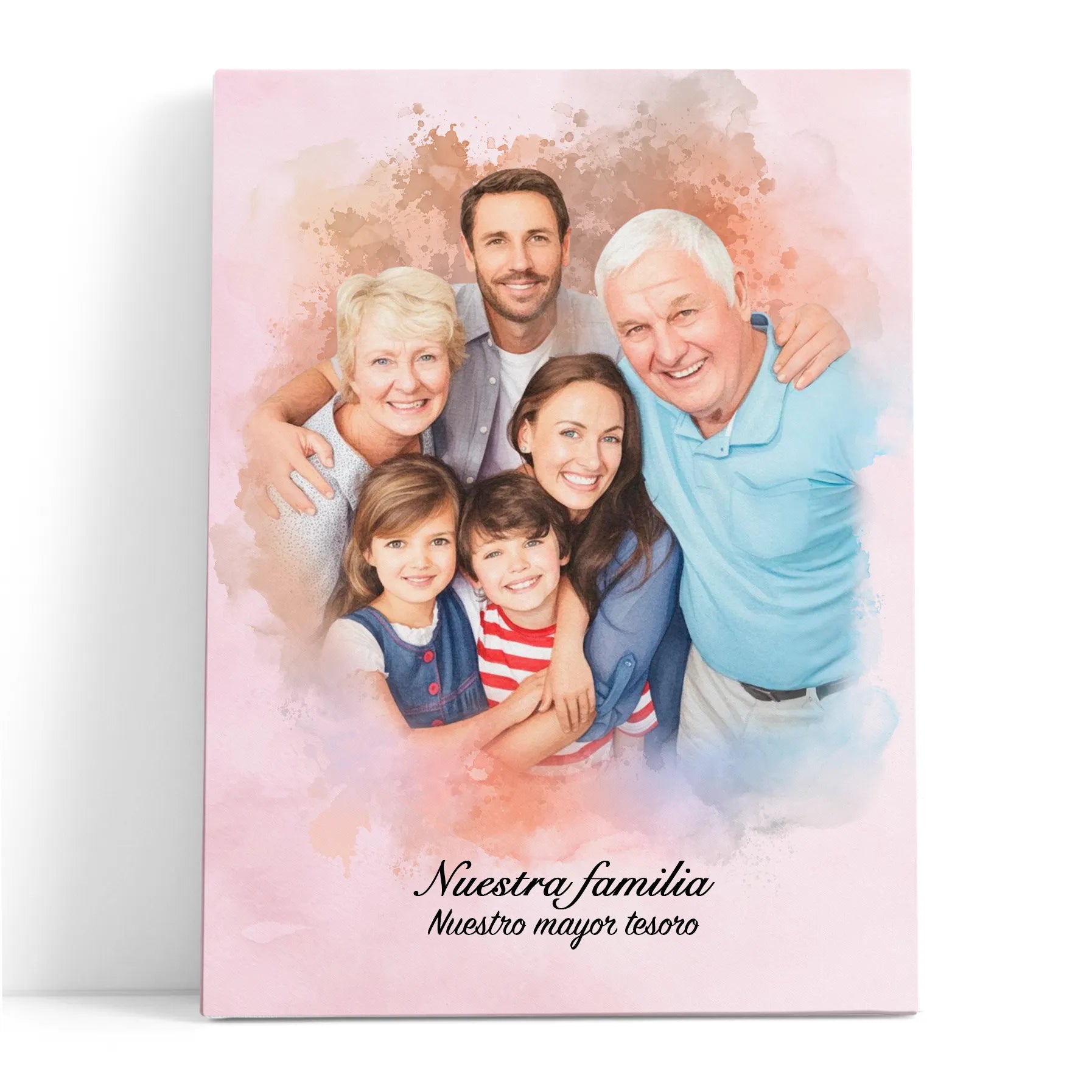 Retratos de familia personalizados en estilo acuarela