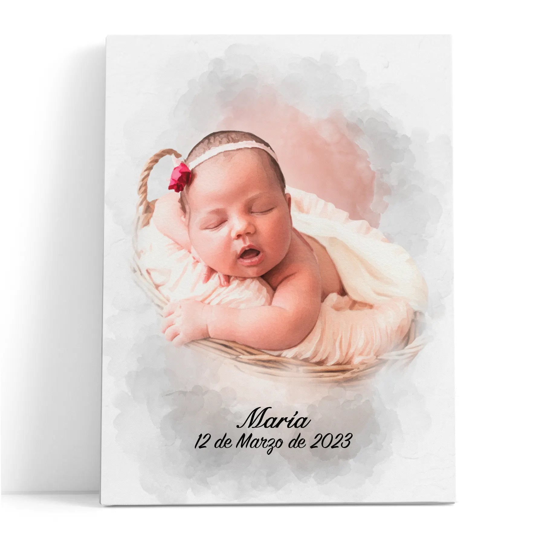 Retratos de bebe personalizados con estilo acuarela
