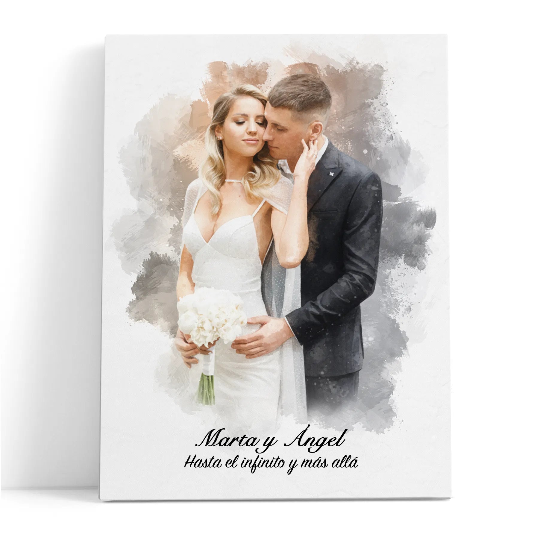 Retratos de boda en estilo acuarela personalizados