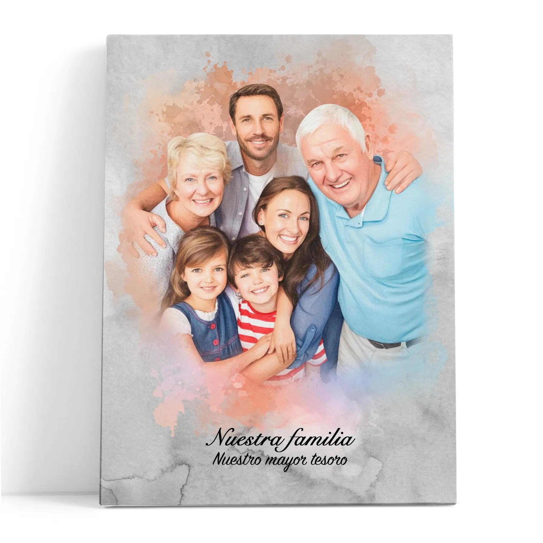 Retratos de familia personalizados en estilo acuarela