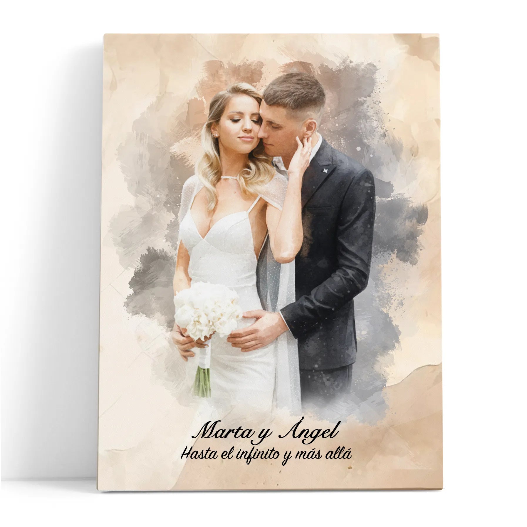 Retratos de boda en estilo acuarela personalizados