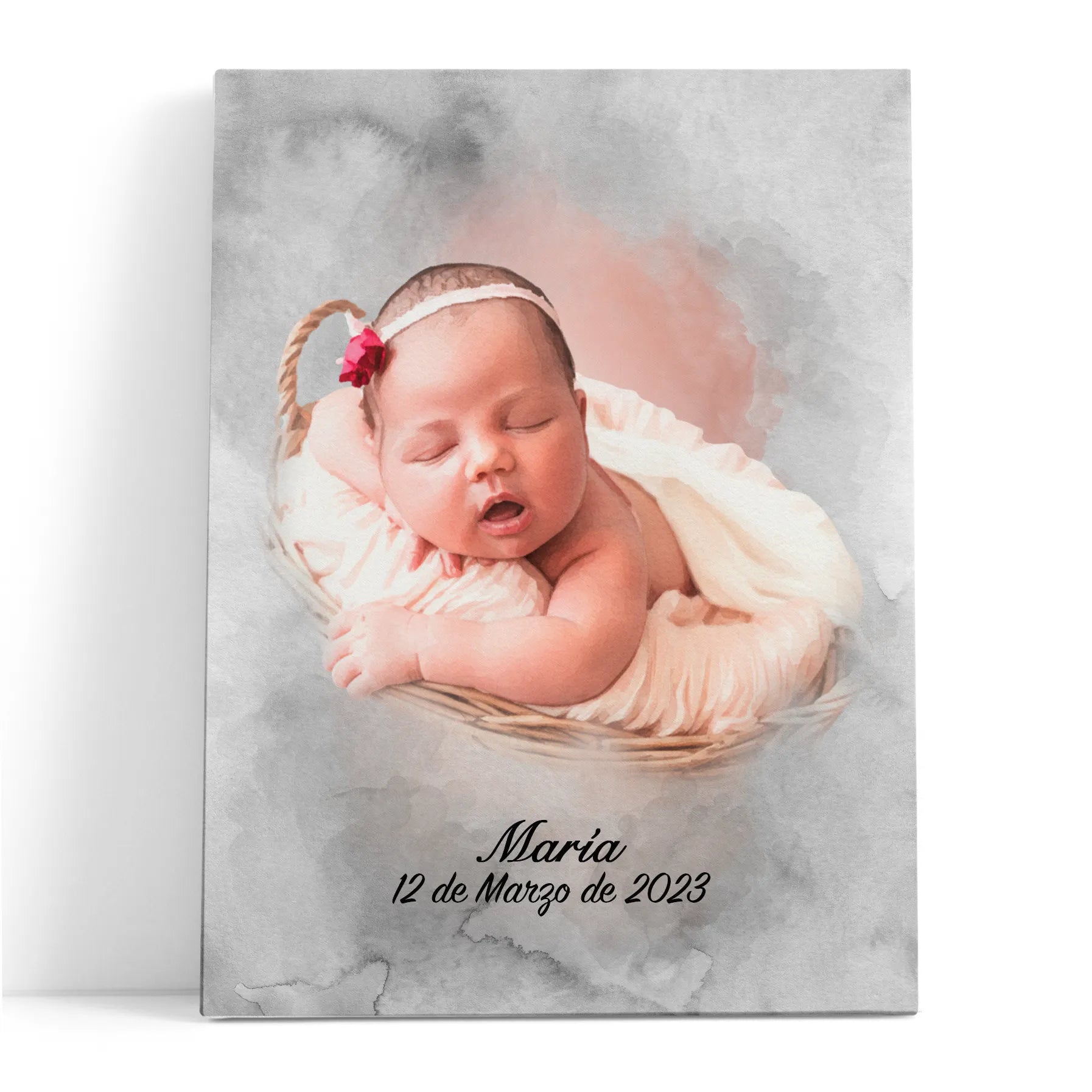 Retratos de bebe personalizados con estilo acuarela