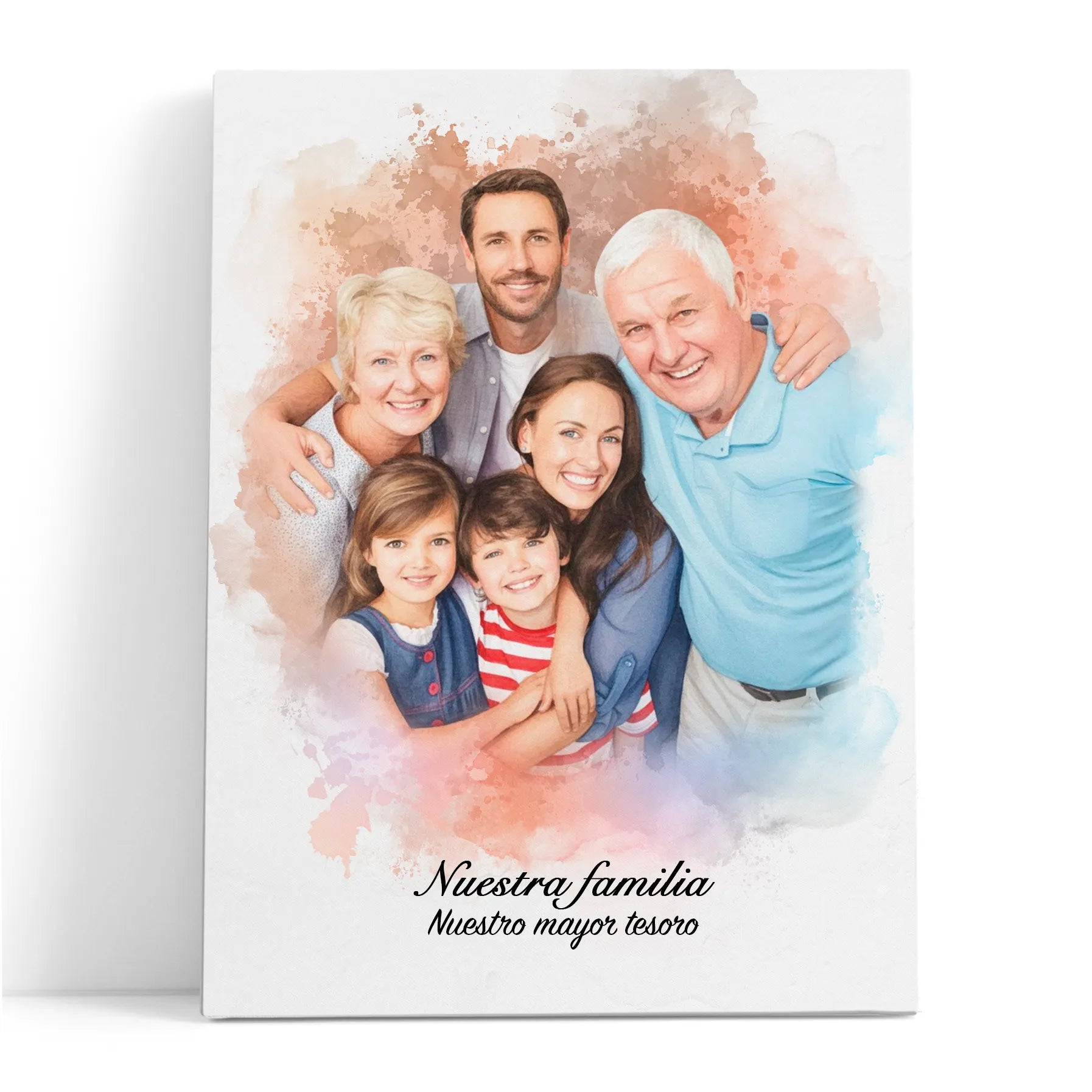 Retratos de familia personalizados en estilo acuarela