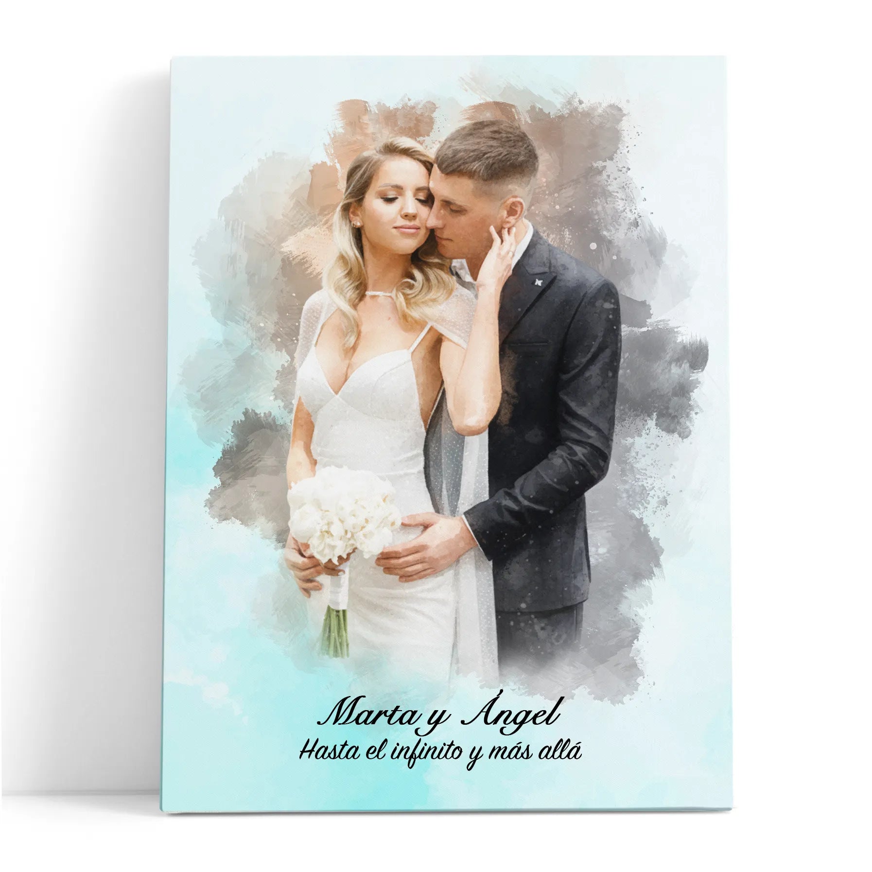 Retratos de boda en estilo acuarela personalizados