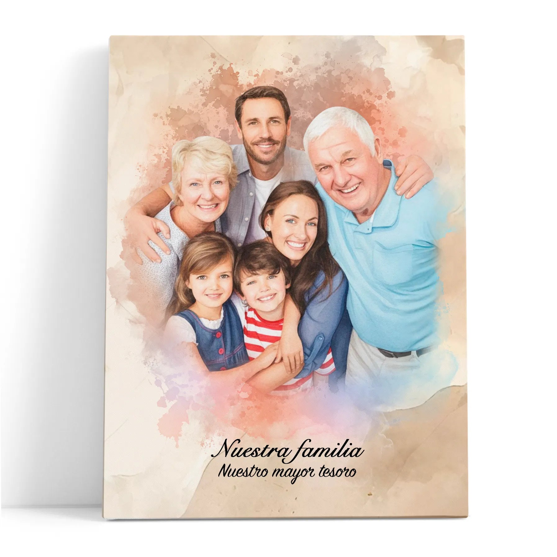 Retratos de familia personalizados en estilo acuarela
