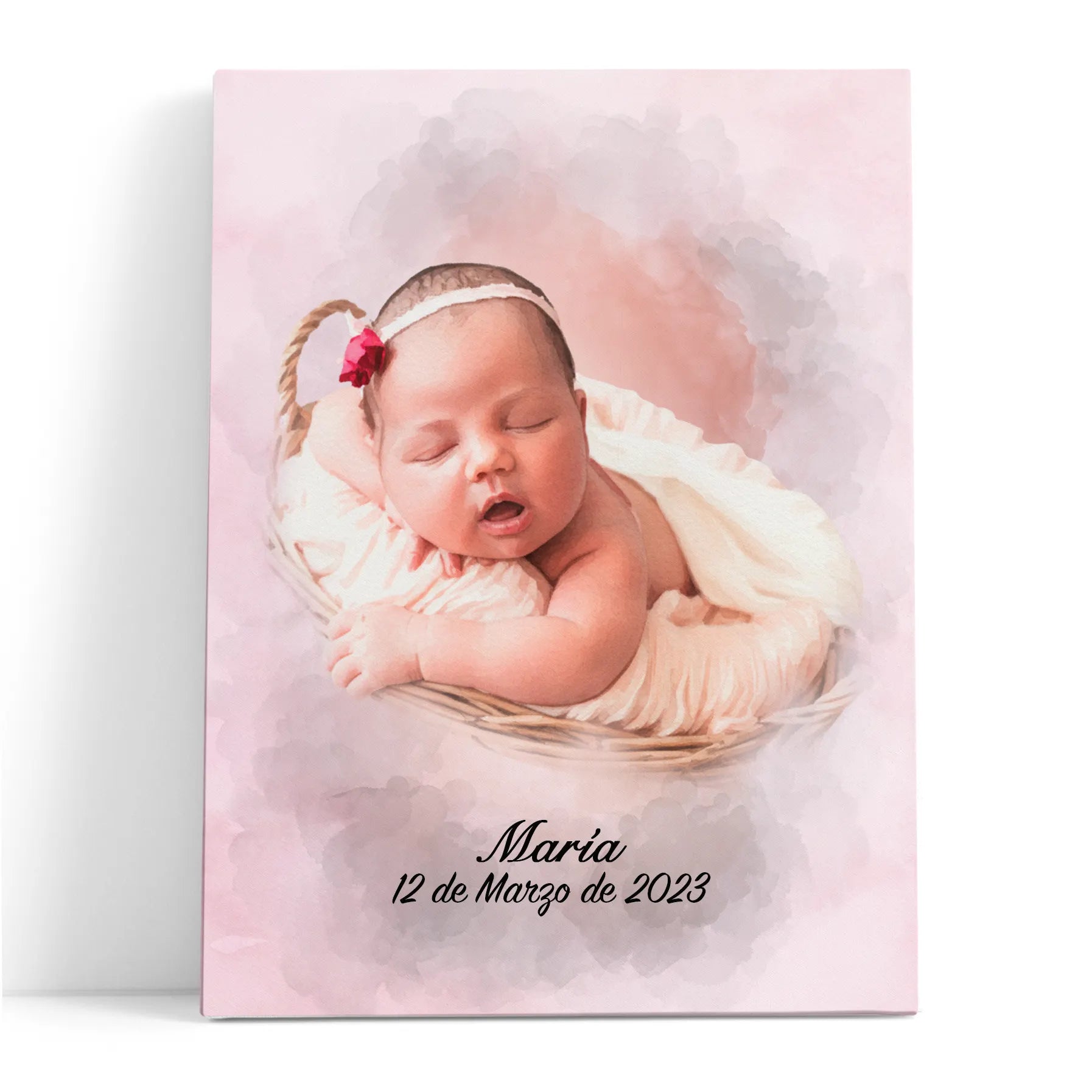 Retratos de bebe personalizados con estilo acuarela