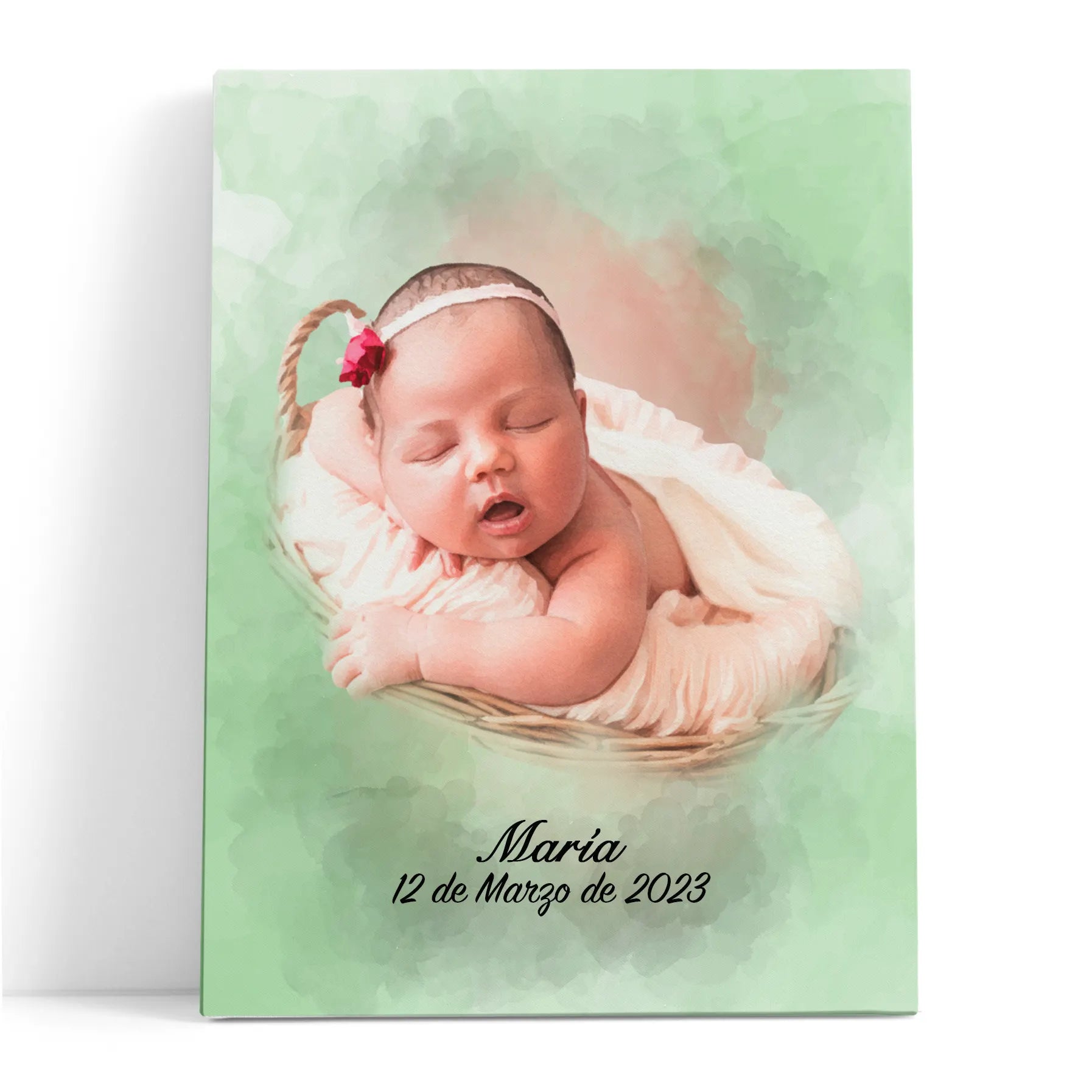 Retratos de bebe personalizados con estilo acuarela