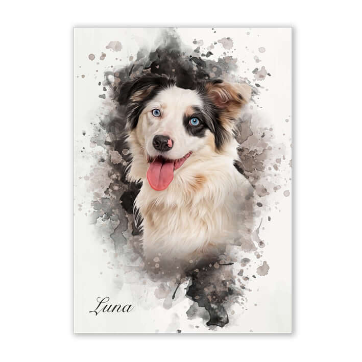 Retrato mascota dibujado en lámina y fondo blanco