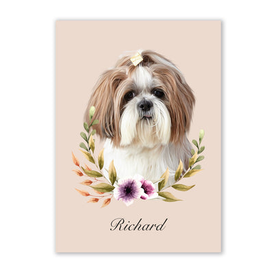 Retrato de mascotas diseño FLOWERS