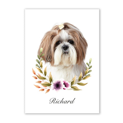 Retrato de mascotas diseño FLOWERS