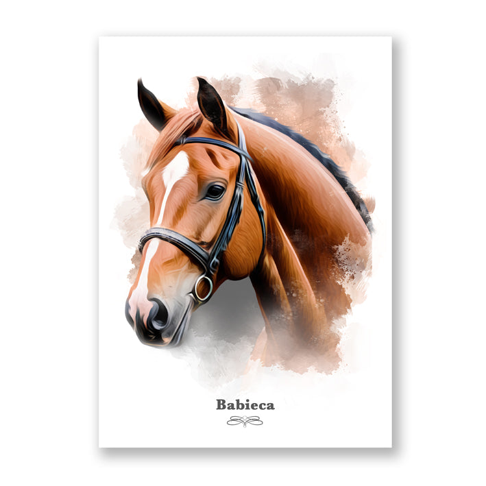 Retrato caballo personalizado con detalles artísticos sobre fondo claro