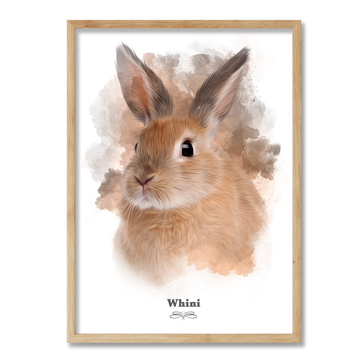 Retrato conejo personalizado en impresión de alta calidad sobre fondo blanco