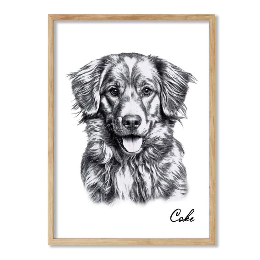 Dibujo artístico de perro estilo lápiz sobre fondo blanco