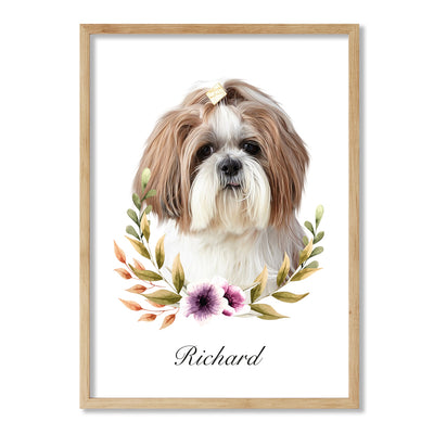 Retrato de mascotas diseño FLOWERS