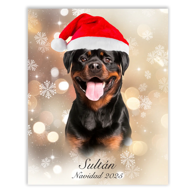 Retrato navideño personalizado de tu mascota