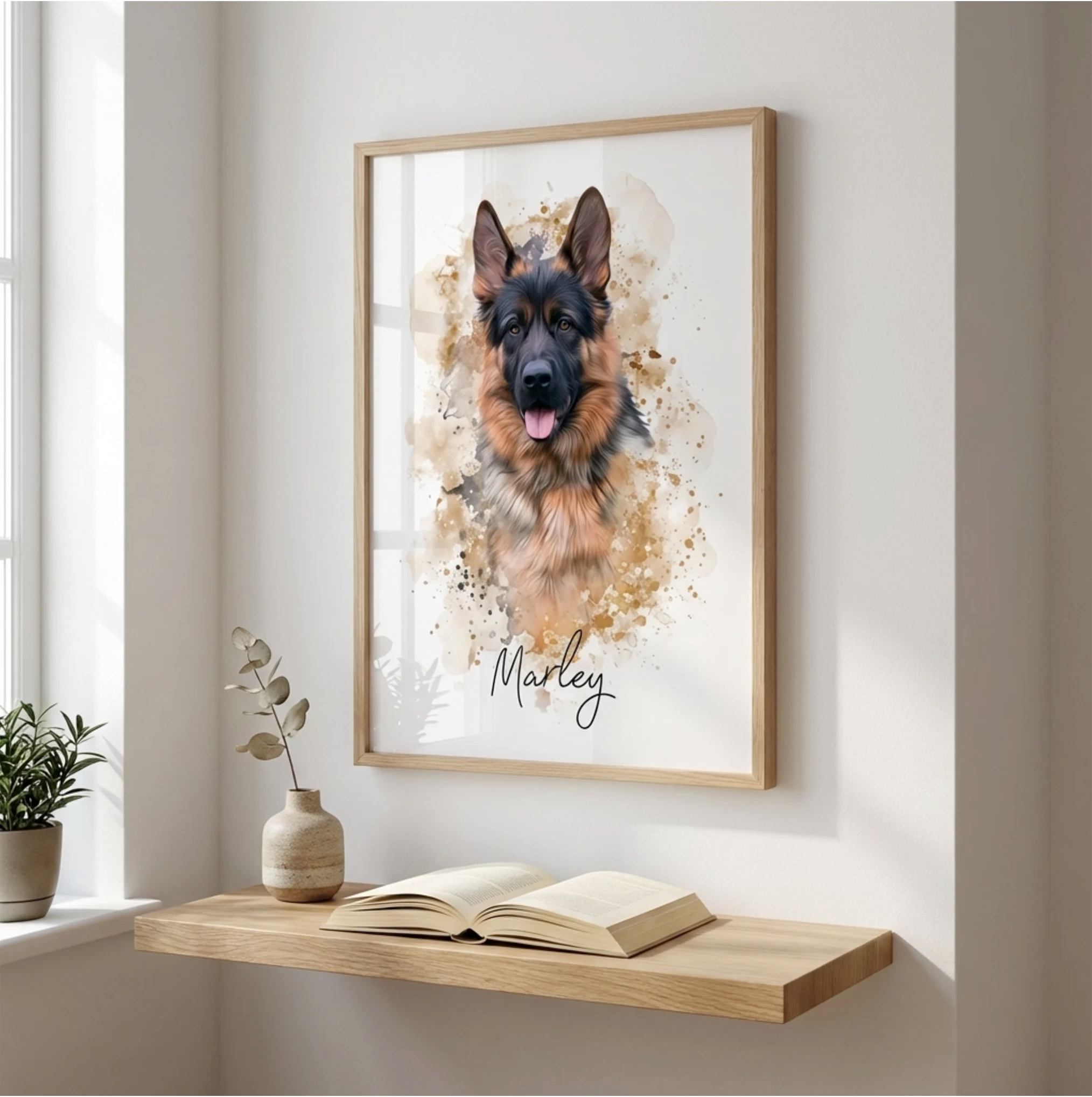 Retrato en acuarela perro