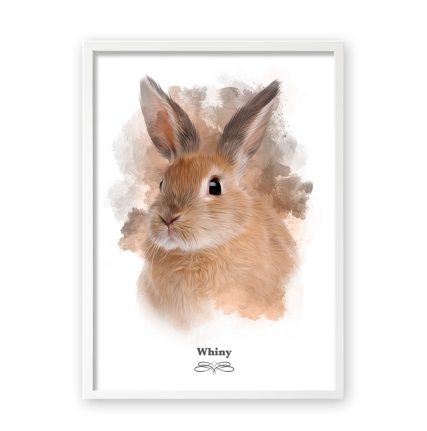 Retrato conejo personalizado en lámina vertical con fondo blanco