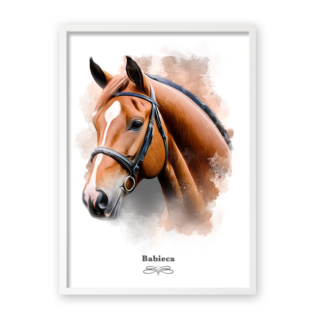 Retrato caballo personalizado en estilo realista con fondo blanco