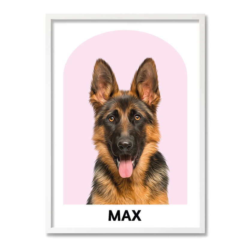 retrato de perro sobre fondo rosa
