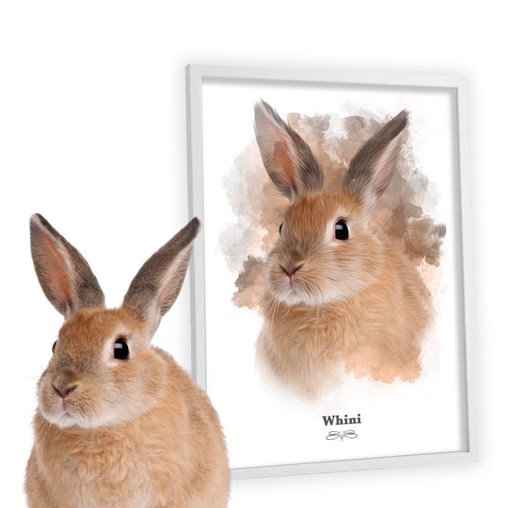Retrato conejo personalizado en ilustración artística con fondo blanco