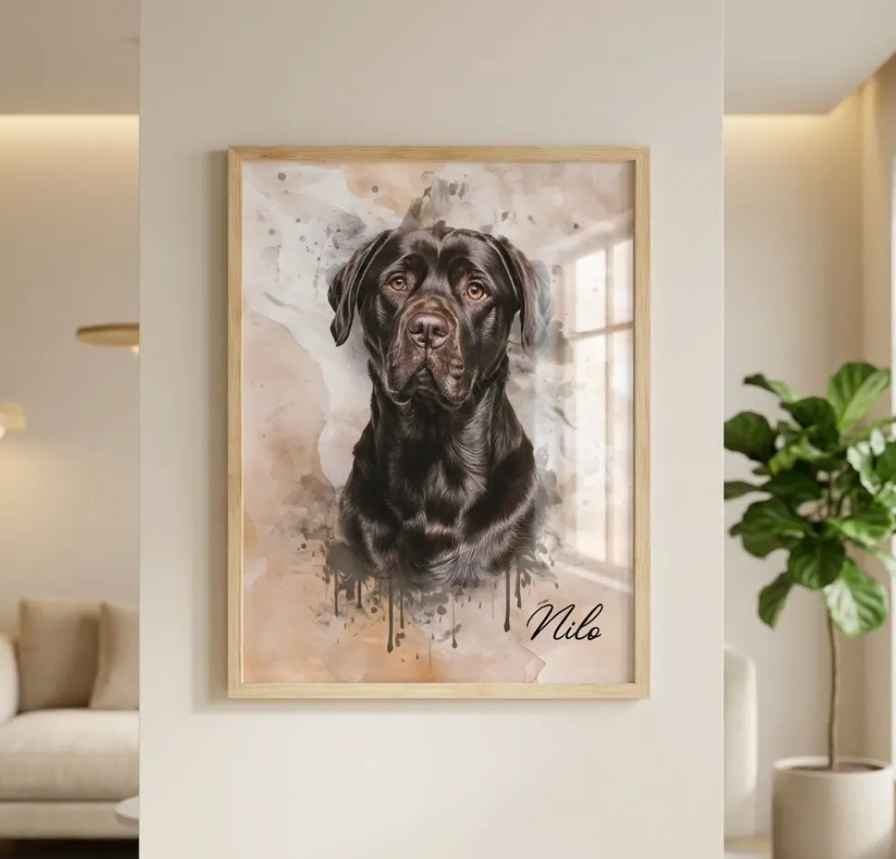 Retrato de mascotas en acuarela