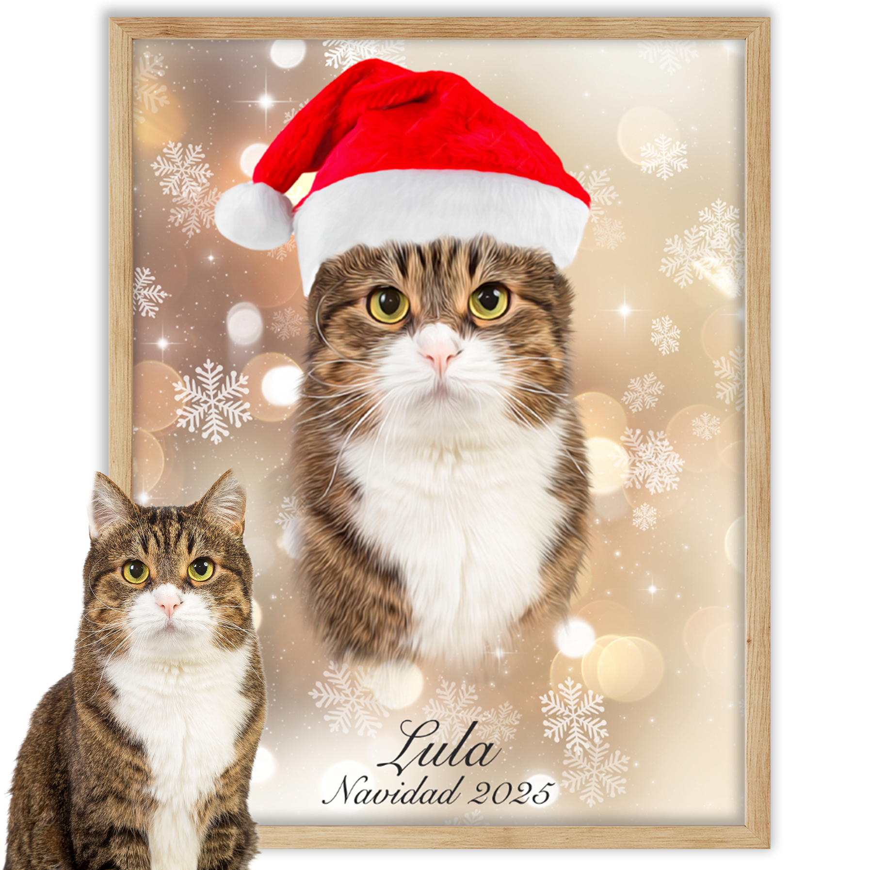 Retrato navideño personalizado de tu mascota