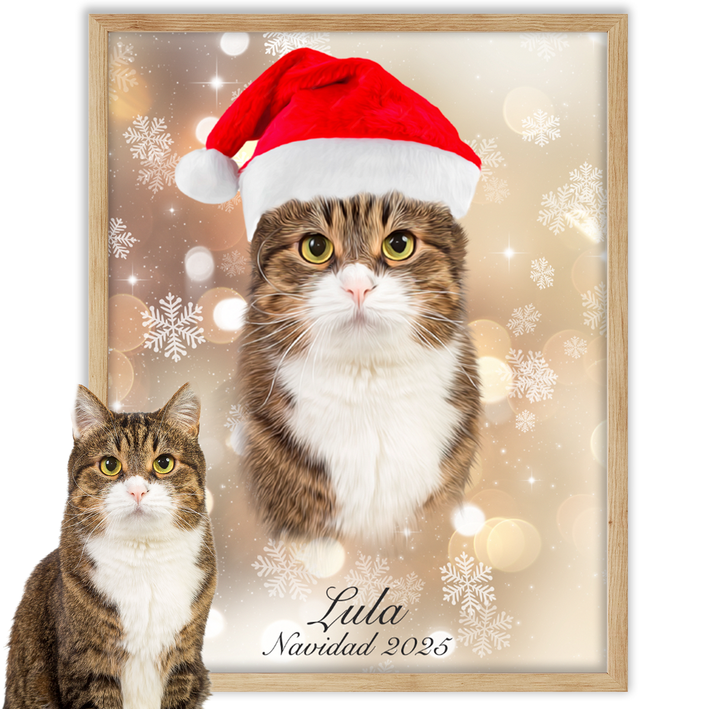 Retrato navideño personalizado de tu mascota