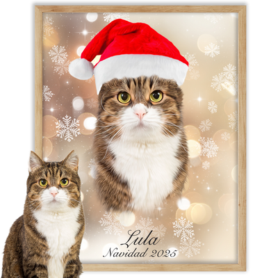 Retrato navideño personalizado de tu mascota