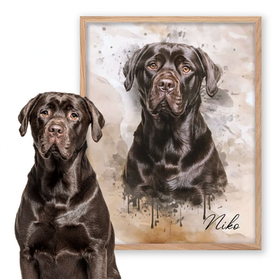 Retrato de mascotas en acuarela